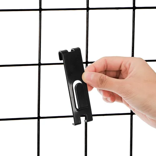Vista 4 de Paquete de 50 ganchos de rejilla para pared, gancho de exhibición de muesca de utilidad, colgador de fotos de metal negro, accesorio de pared