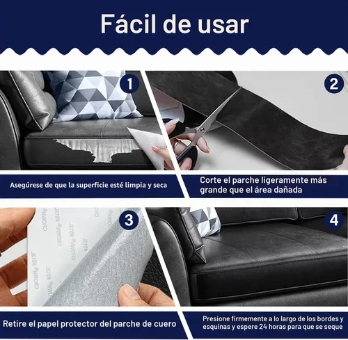 Vista 5 de Zenyao Parche de Reparación de Cuero para Muebles - Kit de Cinta de Reparación de Cuero Autoadhesiva, Parche de Reparación de Vinilo, Ideal