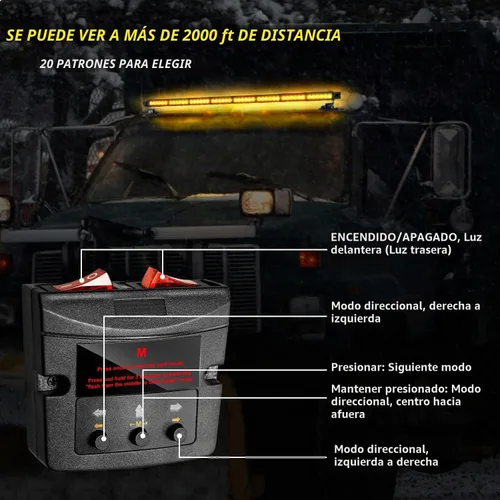 Vista 4 de ASPL Luces estroboscópicas de advertencia de emergencia de 49.2 pulgadas, 102 luces LED intermitentes impermeables de alta intensidad con 28 imanes