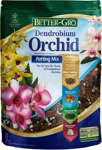 Vista 10 de Better-Gro Dendrobium - Mezcla para macetas para orquídeas y plantas tropicales, 8 cuartos de galón Premium Dendrobium mix with lava rock, fir
