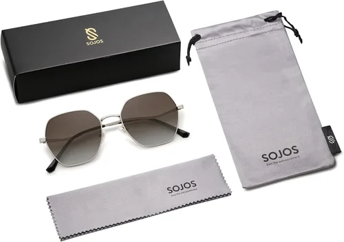 Vista 6 de SOJOS Retro Hexagon Square Polarized Sunglasses for Women Men Vintage Hexagonal Polygon Shades SJ1101