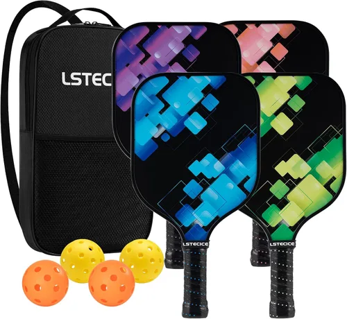 Vista 10 de Pickleball Paddles Set of 4, Fiberglass Pickleball Paddles with Honeycomb Core, Lightweight Pickleball Set with Balls & Bag for Men, Women &