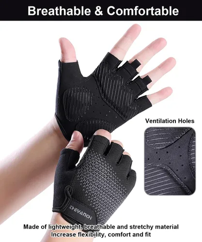 Vista 4 de SUJAYU Guantes de entrenamiento sin dedos para hombres y mujeres guantes de bicicleta para hombres accesorios de bicicleta de ciclismo, guantes