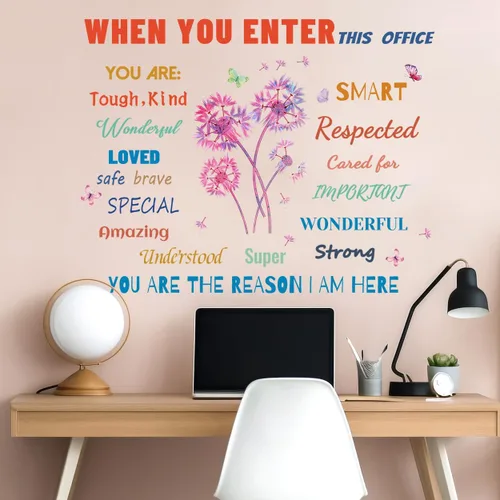 Vista 10 de Calcomanías de vinilo con frases inspiradoras extraíbles, de libélula y frases de pared, calcomanías de frases positivas para el hogar, dormitorio