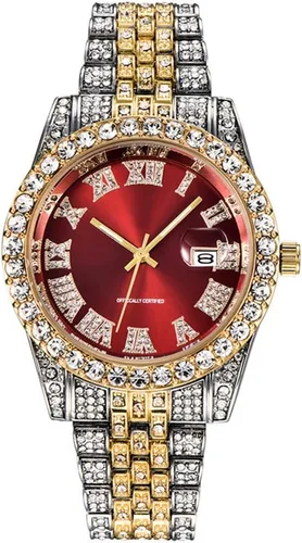 Vista 7 de Hip Hop Watches for Men Iced-Out Bling Diamond Luxury Quartz Watches with Date
