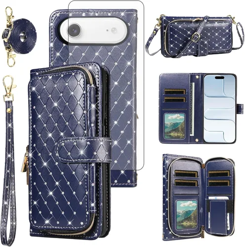 Vista 151 de Funda para teléfono iPhone 6 6S con cremallera y protector de pantalla con protector de pantalla, correa de cordón cruzado, ranura para iPhone 6 Six