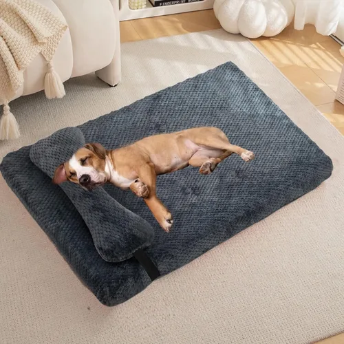Vista 12 de Cama para perros con almohada para perros pequeños, cama ortopédica para perros con funda extraíble, alfombrilla lavable para mascotas de hasta 5