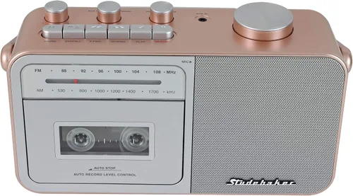Vista 3 de Studebaker SB2130RG Reproductor de cassette portátil con radio AM/FM (oro rosa/plata)