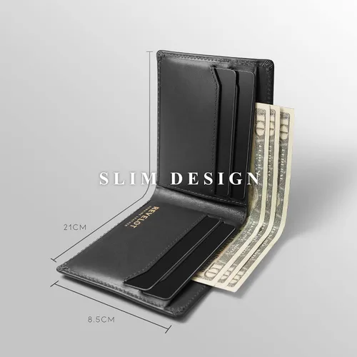 Vista 4 de REVELOT Cartera delgada clásica piel auténtica con bloqueo RFID W2 Negro - Minimalista