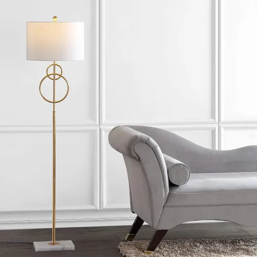 Vista 4 de JONATHAN Y Lámpara de pie LED de hoja dorada de 60 pulgadas con base de mármol, luz de pie contemporánea para sala de estar, dormitorio, pantalla