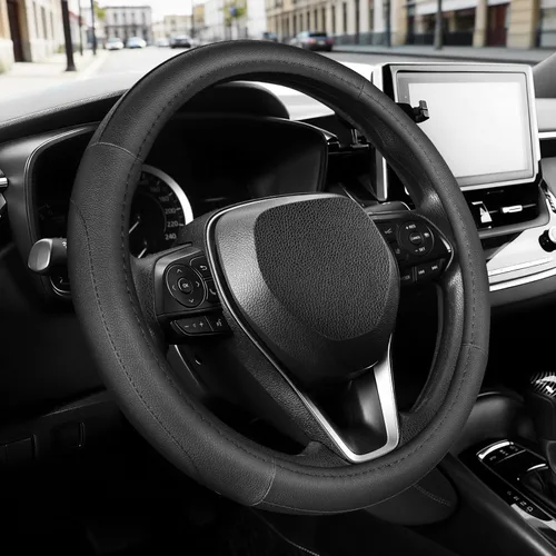 Vista 21 de SEG Direct Funda para volante de automóvil, tamaño mediano estándar de 14 1/2-15 pulgadas, embalaje no plegable, resistente, antideslizante, cuero