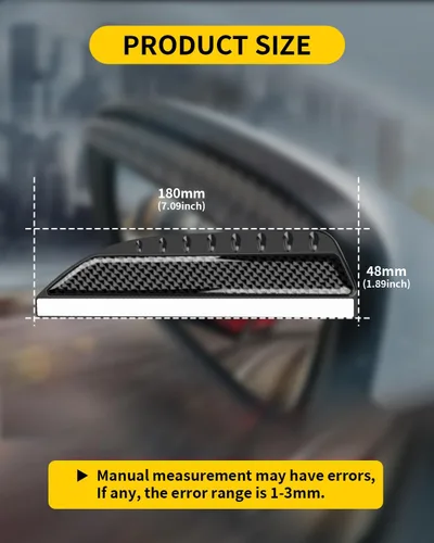 Vista 5 de Espejo lateral protector de lluvia para espejo retrovisor de automóvil, espejo de fibra de carbono, visera de lluvia, protector de humo para Negro