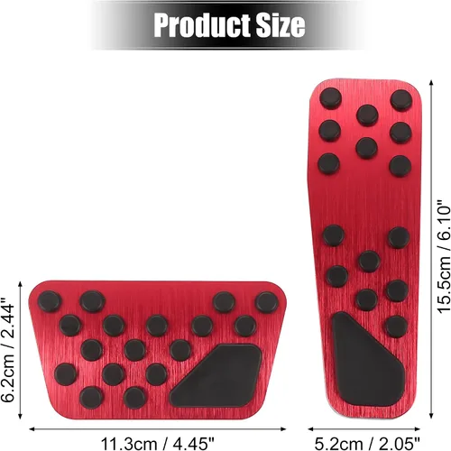 Vista 3 de X AUTOHAUX Cubiertas antideslizantes para pedal de acelerador de gas y freno de aleación de aluminio sin perforación, almohadillas de pedal
