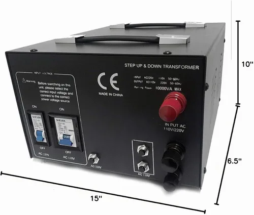 Vista 4 de LiteFuze Transformador convertidor de voltaje de servicio pesado de 10.000 vatios - Reductor 240/220/120/110 - Necesita ser cableado por un