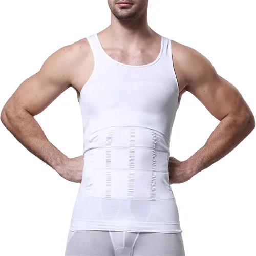 Vista 2 de GKVK Mens adelgazar cuerpo Shaper chaleco camisa Abdomen Slim