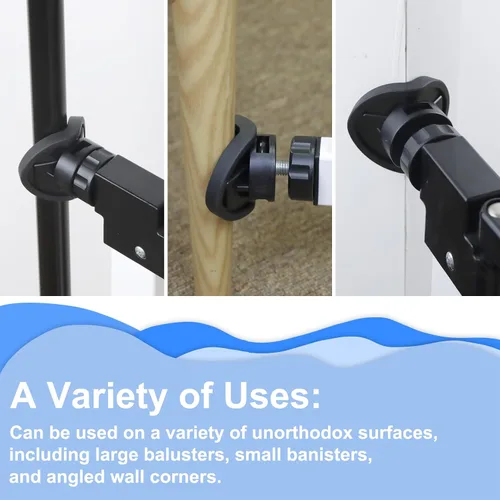 Vista 6 de Paquete de 2 adaptadores de barandilla de puerta de bebé para puertas de escalera montadas a presión, kit de piezas de hardware universal para Negro
