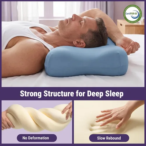 Vista 3 de ZZ-WELL Almohada refrescante para dormir de lado, almohada cervical patentada para dormir, almohada ergonómica curvada de espuma viscoelástica