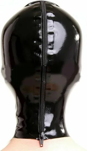 Vista 2 de Máscaras faciales completas de látex para adultos, pasamontañas brillantes, cubierta para la cabeza, 3 agujeros, accesorio completo con capucha