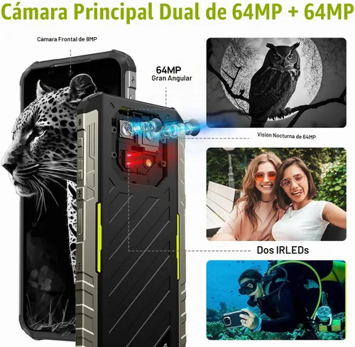 Vista 3 de Ulefone Armor 22 Teléfono resistente, IP68/IP69K, cámara de gran angular de 64MP y cámara de visión nocturna de 64MP, pantalla FHD+ de 6.58” 120Hz