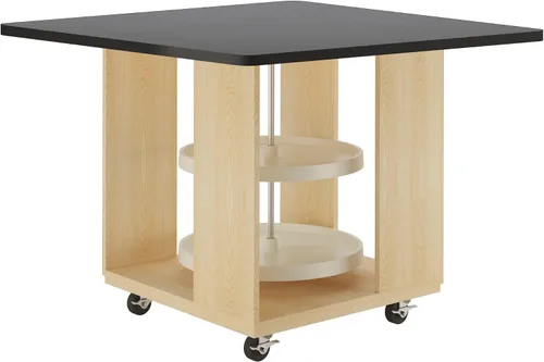 Vista 7 de Diversified Spaces Intermix - Estación de trabajo escolar de colaboración móvil, 48 x 48 x 30 pulgadas abierta con 2 tocadiscos Lazy Susan, parte