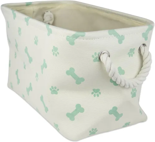Vista 30 de Bone Dry Pet Storage Collection - Estampado de patas y huesos, rectángulo pequeño, 14 x 8 x 9 pulgadas, color negro