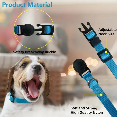 Vista 4 de Collar de identificación para cachorro, collares ajustables de identificación para perros recién nacidos, de nailon súper suave, collares de arena