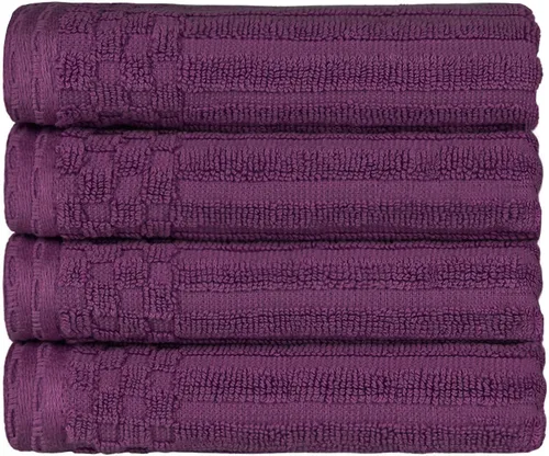 Vista 115 de Superior Juego de 6 toallas de algodón sólido y acanalado, toallas de cara de 13 x 13 pulgadas, toallas de mano de 16 x 28 pulgadas, toallas de baño