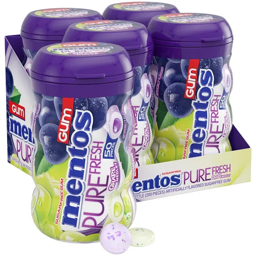 Vista 15 de MENTOS Sugar Free Gum with Xylitol, Spearmint, 50 Piece Bottle (4 Pack)