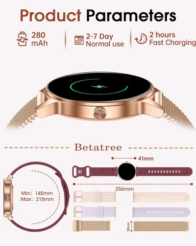 Vista 8 de Reloj inteligente para mujer (respuesta/hacer llamadas), reloj de seguimiento de actividad física de 1.27 pulgadas con más de 130 modos deportivos