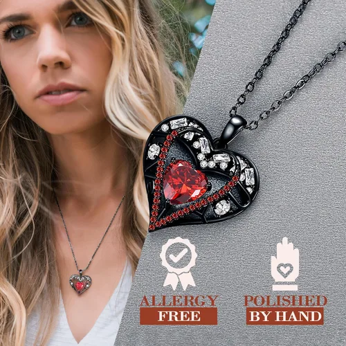 Vista 100 de Collar de cristal de 5 corazones, chapado en oro rosa de 18 quilates, colgante con cadena de plata de ley 925 de 18 + 2 pulgadas, joyería de piedra