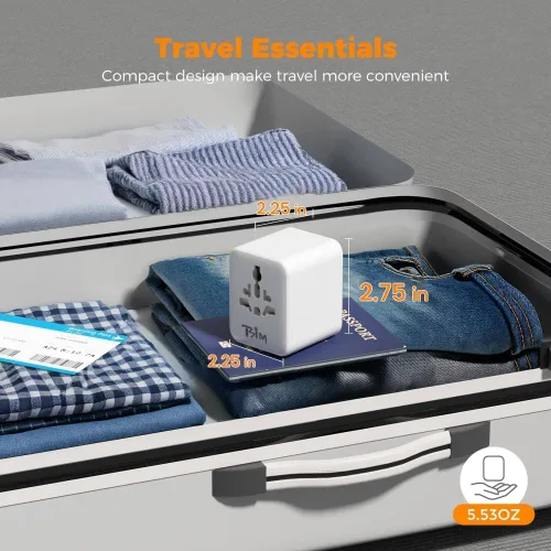 Vista 6 de TSIM Adaptador de viaje universal 35W 10A 2 USB-A, 2 puertos USB-C de carga rápida PD 3.2 todo en uno adaptador de corriente internacional enchufe