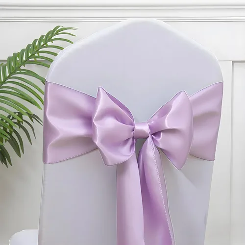 Vista 13 de Bandas de satén para sillas de color azul bebé, paquete de 50 lazos para sillas de color azul claro para boda, revelación de género, baby shower