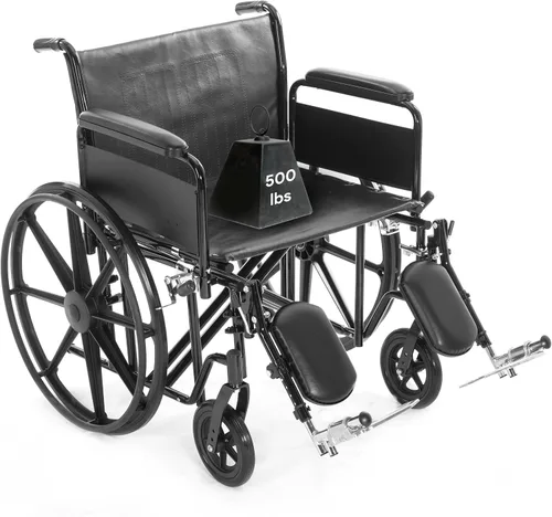 Vista 10 de Silla de ruedas bariátrica de servicio pesado para adultos - Negro - Brazos de escritorio removibles y reposapiernas elevados - Altura estándar
