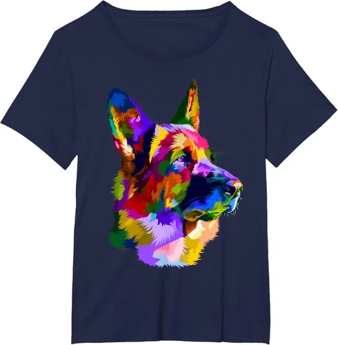 Vista 17 de Camiseta con retrato de pastor alemán para dueños de perros, Negro, S