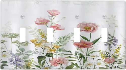 Vista 98 de Cubiertas de Enchufe Dúplex de 1 Gang con Hojas Florales de Eucalipto Azul en Acuarela, Placa Frontal Decorativa para Interruptor de Luz, Placa