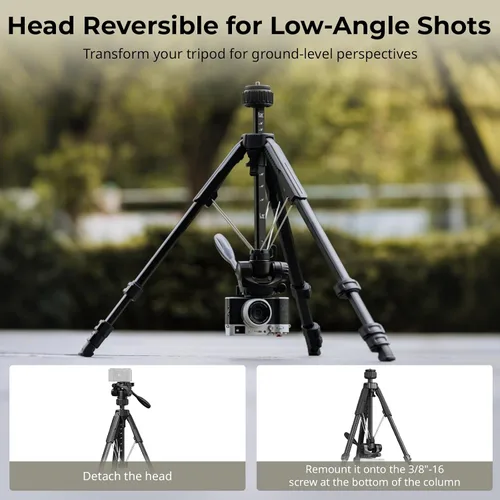 Vista 5 de SmallRig Soporte de trípode para cámara de 71" AP-21, trípode de viaje para iPhone y cámara para Canon para Nikon con soporte para teléfono y bolsa