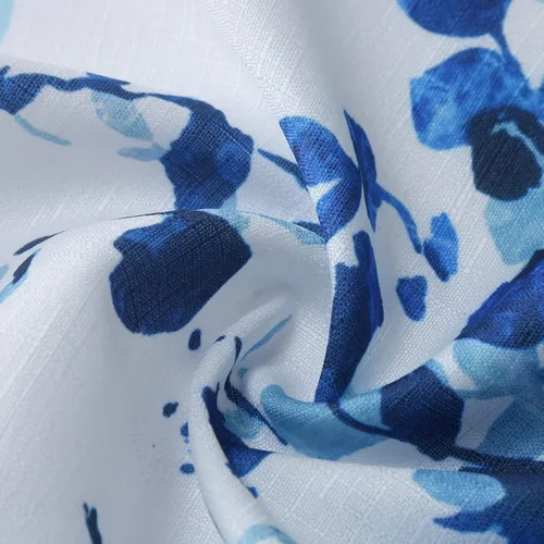 Vista 6 de Camisas de cuello redondo para mujer, camisetas de algodón más túnica con flores, cortas, de verano, de lino, ajuste holgado
