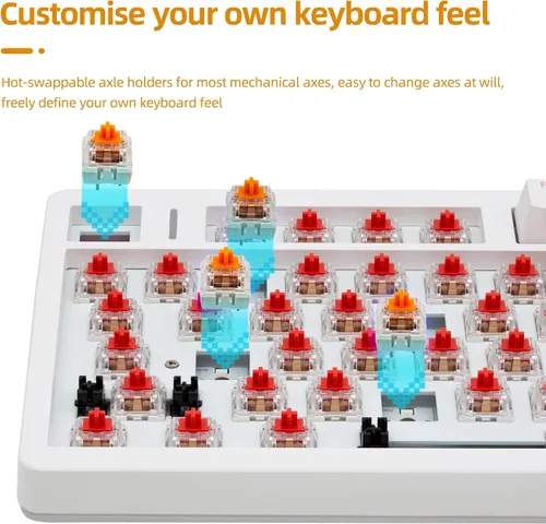 Vista 3 de FE75Pro Teclado mecánico intercambiable en caliente, teclado inalámbrico TKL 75% RGB personalizable retroiluminado