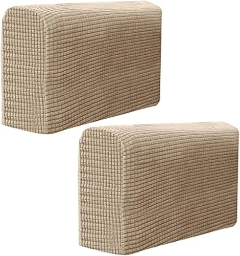 Vista 15 de RCFINE 2 fundas antideslizantes para reposabrazos de sofá, fundas elásticas para sillón, protector elástico para el hogar, oficina, sillón Beige