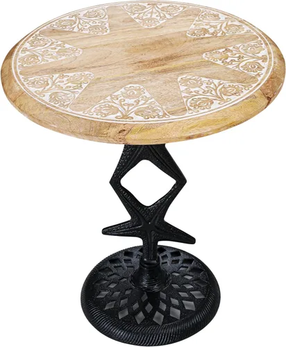 Vista 21 de Mesa auxiliar de madera rústica de 12 x 22 pulgadas, mesa auxiliar tallada a mano, mesa de noche con acabado quemado para dormitorio, mesa