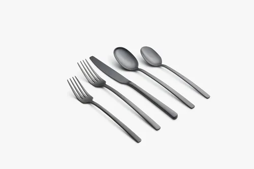 Vista 3 de Cambridge Beacon Black Satin - Juego de cubiertos de 20 piezas, acero inoxidable 18/0, apto para lavavajillas, utensilios de cocina, cuchillos