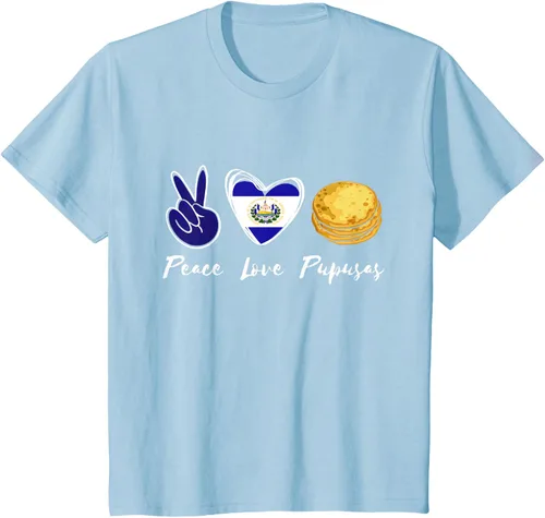 Vista 14 de Pupusas Lover Love Peace El Salvadaor Camiseta Comida Salvadoreña