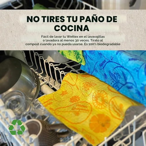 Vista 7 de Wettex El paquete original de 10 paños de cocina suecos para la cocina Reusable Paper Towels, Super Absorbent Sponge Cloths, Washable Dish Cloths