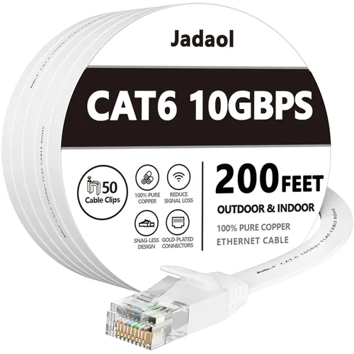 Vista 13 de Cable Ethernet Cat 6 de 1 pie (paquete de 6), para exteriores e interiores, compatible con red Cat7 de 10 Gbps, cable de conexión LAN plano