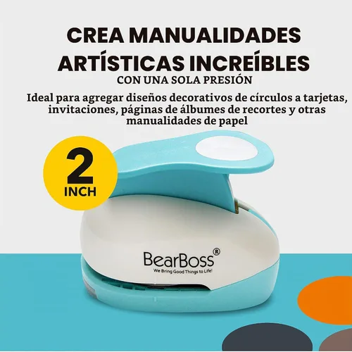 Vista 5 de BearBoss Perforadora Circular de 2 Pulgadas, Perforadora de Formas, Juego de Perforadoras de Papel para Scrapbooking, Papel de Festival, Tarjetas