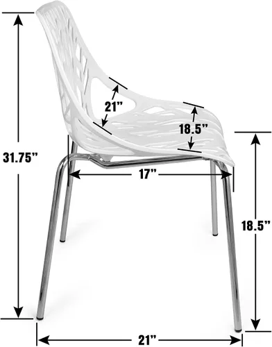 Vista 11 de Sillas de comedor de plástico acrílico de abedul (juego de 4 unidades), Plástico, metal, Blanco