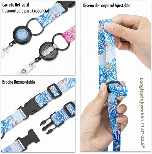 Vista 4 de MNGARISTA Cordón retráctil para tarjetas de crucero, cordones impermeables para tarjetas de crucero con soporte de identificación, paquete de 2
