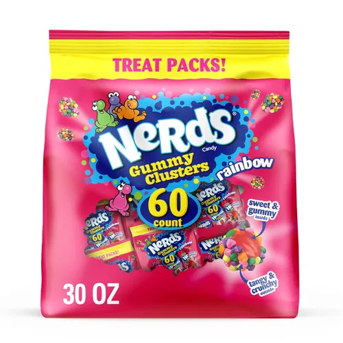 Vista 10 de NERDS Gummy Clusters Candy, arcoíris, crujiente y gomoso, 3 onzas (paquete de 12)