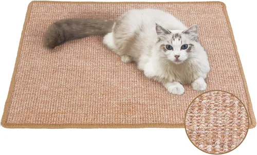 Vista 12 de FUKUMARU Paquete de 2 alfombrillas rascadoras para gatos, 19.6 x 11.8 pulgadas, almohadillas rascadoras de sisal natural para gatos