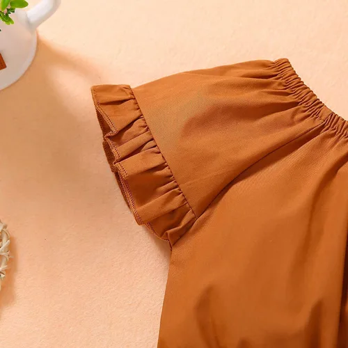 Vista 4 de Conjunto de faldas de piña para niños pequeños y niñas con hombros descubiertos de frutas + tutú con volantes faldas, vestido de verano